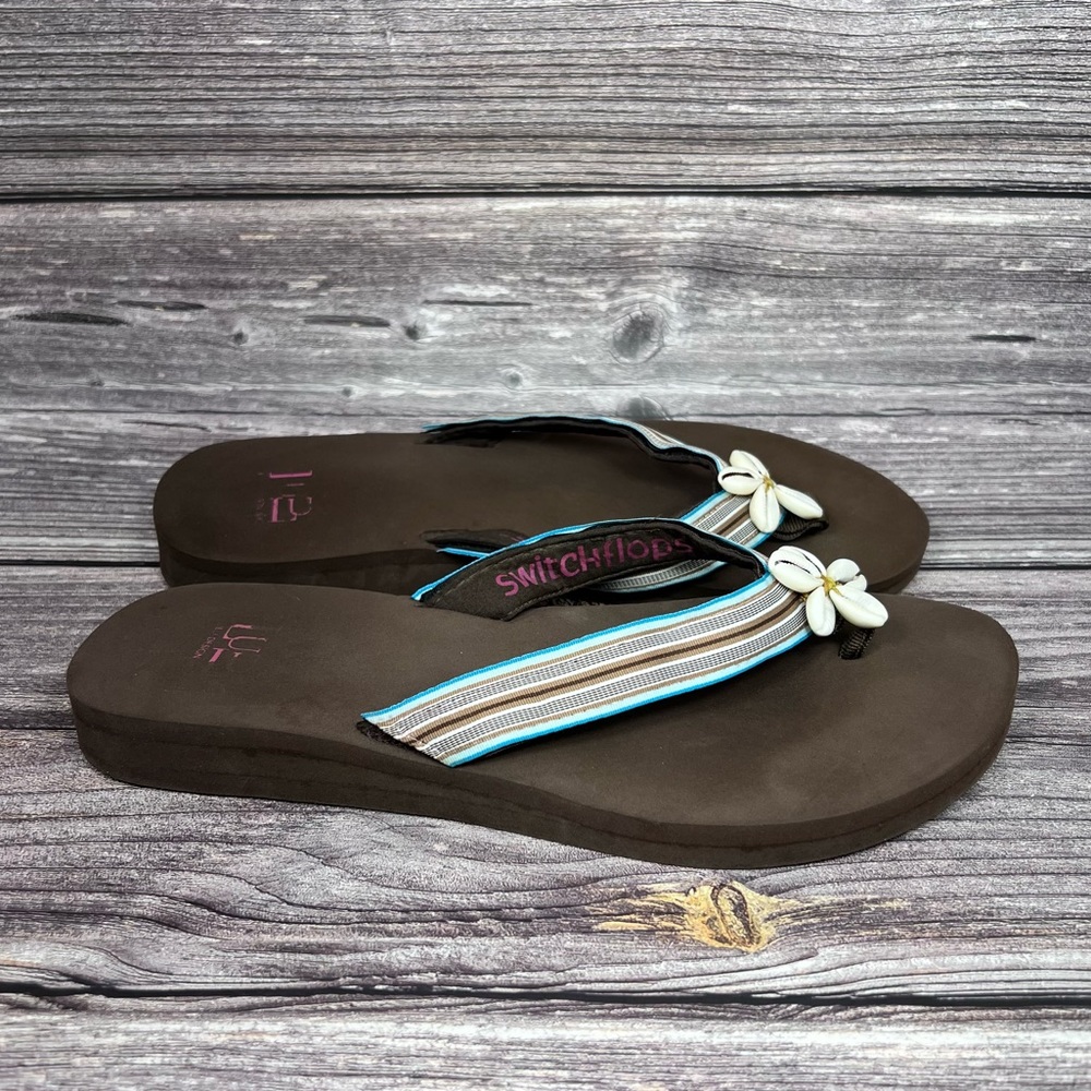 Lulu Switch Flops Shell Sandals Flip Flops Women’s Size 10 Brown